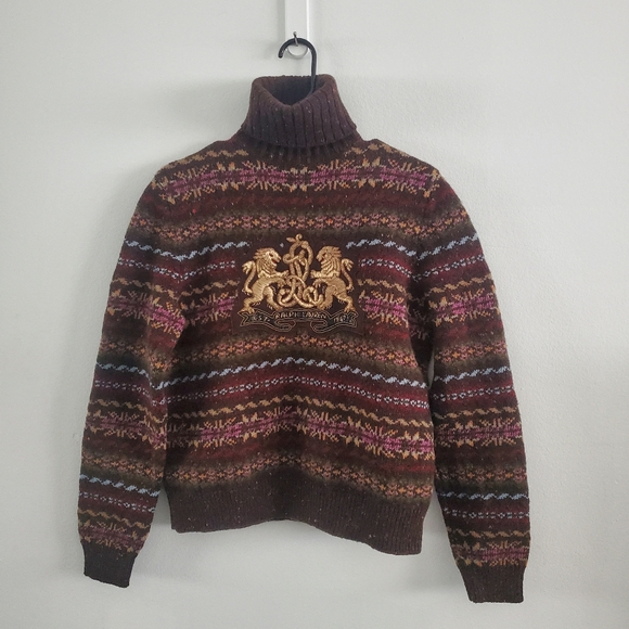 Ralph Lauren Purple Label Faire Isle Embroidered Sweater M - Picture 5 of 9